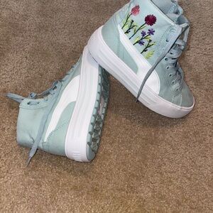 Floral Embroidered High-Top Sneakers